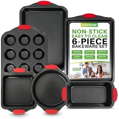 Nutrichef 6-teiliges Stahl Antihaft Backformen Set - Kohlenstoffstahl Backblech Set