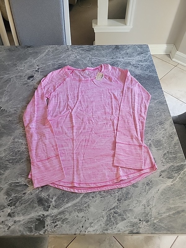 NWT JUSTICE Long Sleeve Pink marbled top Size 18