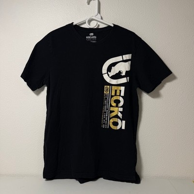 Ecko Unltd Mens Black Graphic T-Shirt Large Rhino Logo Streetwear Cotton Tee