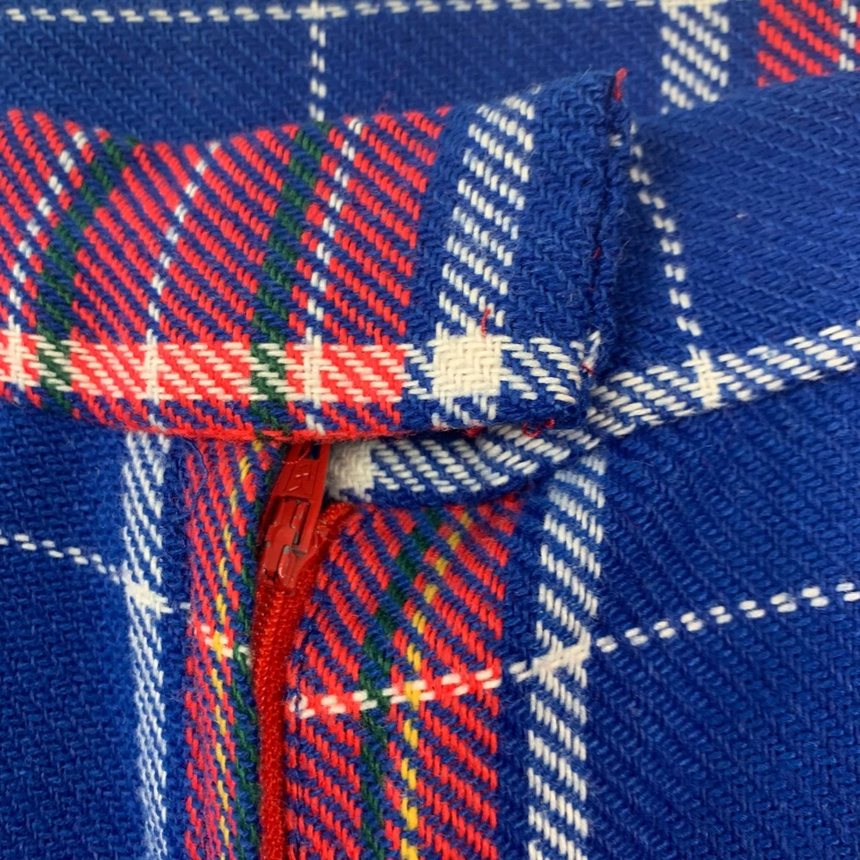 Traje Chaqueta Pantalones Vintage Hecho a Mano Adolescente Azul Rojo Cuadros Retro Mod Disco Ocio Foto 4 de 4