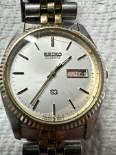 Seiko President Watch Men 35mm Silver Dial Two Tone Daydate 7N4163 New Batt runs