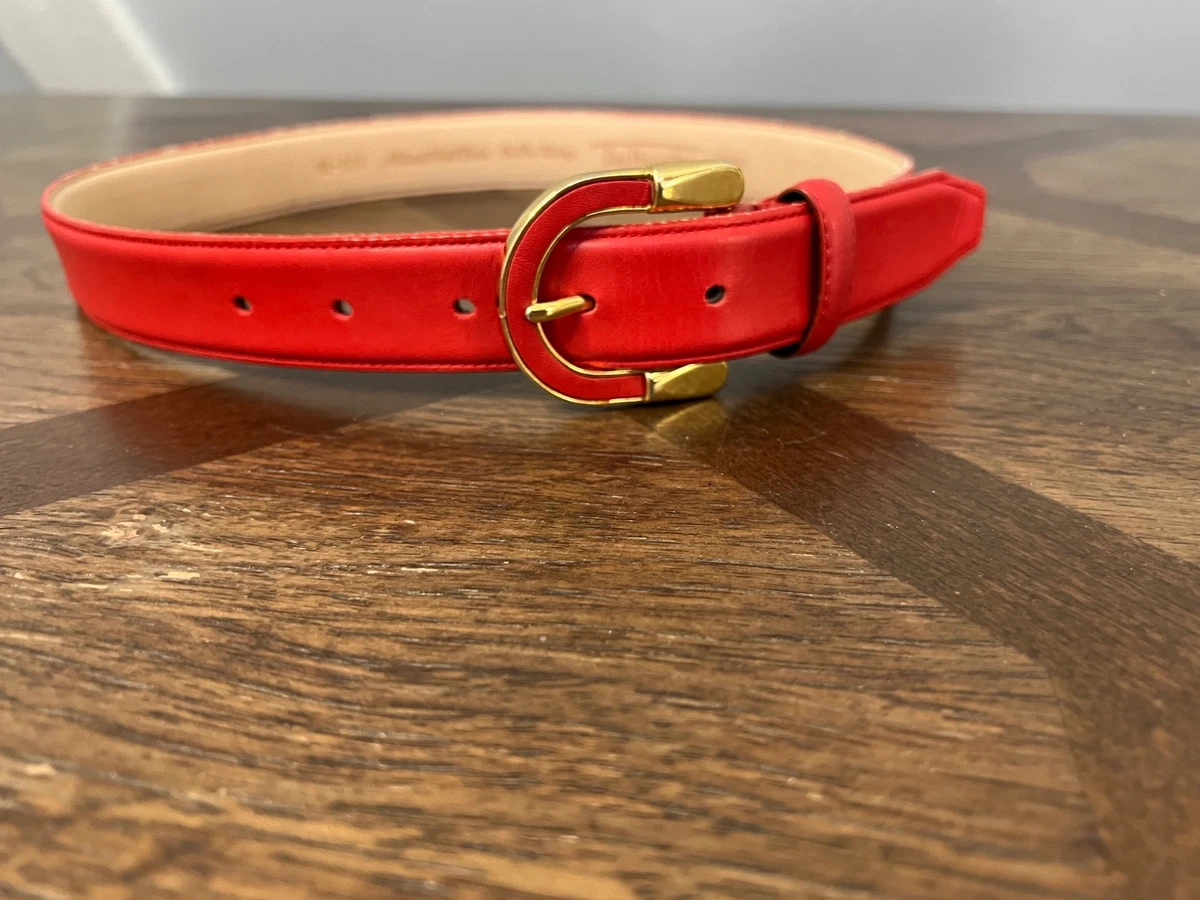 Talbots Red Pebbled Leather Belt Rhinestone Crystal Circle Buckle XL NWT Talbots Red Belts for Women for sale | eBay main image 2