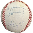 Chipper Jones Autographed ONL Baseball W/ Jacksonville Juggerrnaut Insc JSA