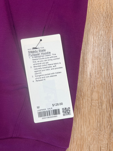 Lululemon Steady State Pullover Hoodie Mens Medium Fleece Relaxed Fit New - Picture 3 of 7