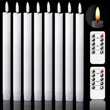 Flameless Flickering Taper Candles with 2 Remote Controls and Timer, Real Wax...