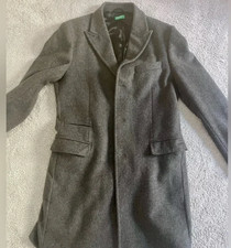 Vintage Women s Wool Grey Overcoat Mid Length Button Up