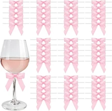 60 PCS Mini Pink Bows 2.5" Premade Pink Satin Ribbon Twist Tie Bows for Craft...