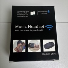 Bluetooth Wireless Music Headset Headband w/ Built-In Microphone, Black