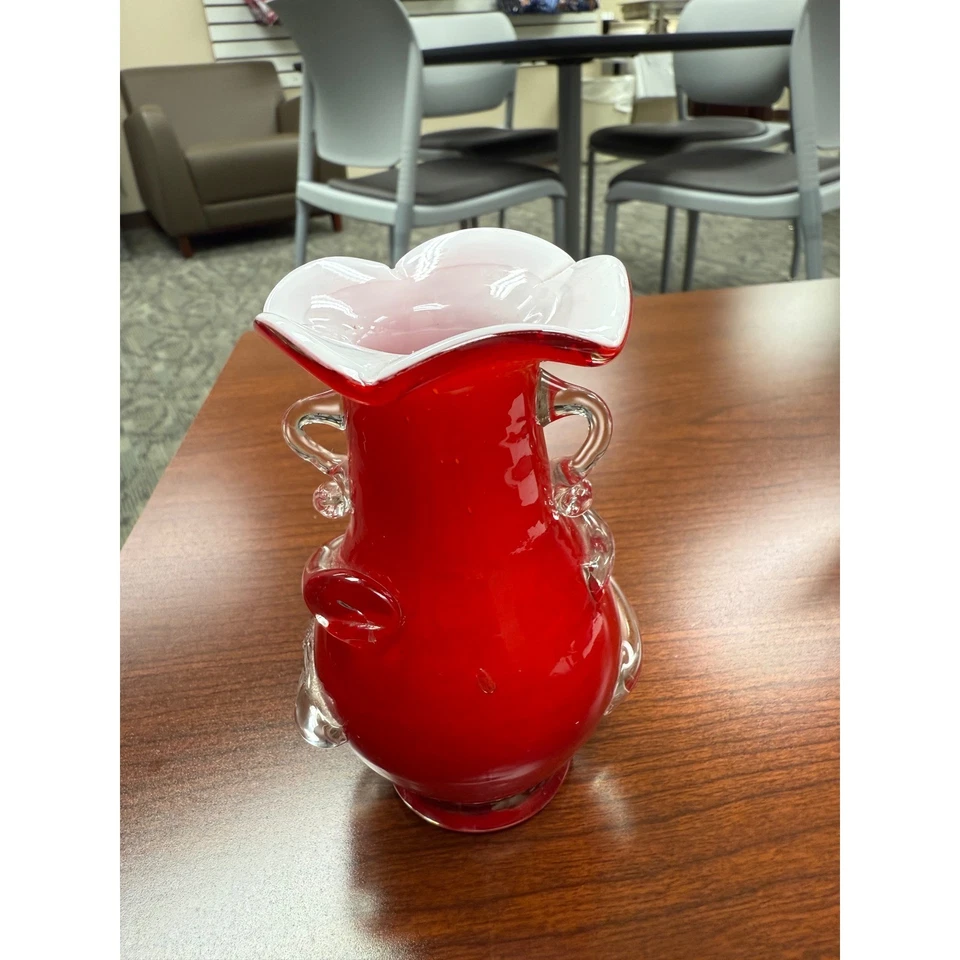 Murano Glass  Red Vase from Italy 1950s - Image 3 of 4