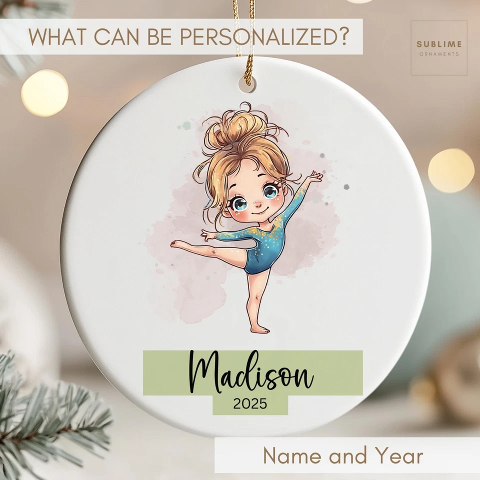 Ornamento personalizado de ginasta para meninas | Decoração de lembrança de equipe de ginástica - Imagem 3 de 4
