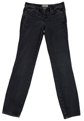 Free People After Dark Skinny Jeans Black Button Fly Mid Rise Stretch Size 28