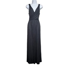 Loft Womens Sleeveless Grey V-Neck Crossover Front Jersey Maxi Dress Size S NWT