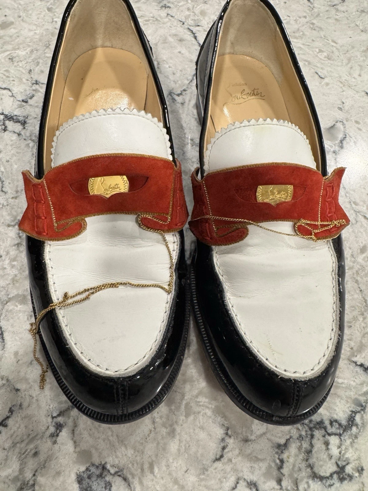 Christian Louboutin — CHRISTIAN LOUBOUTIN The Penny Lug Loafer Multicolor Leather Size 37 Flaws