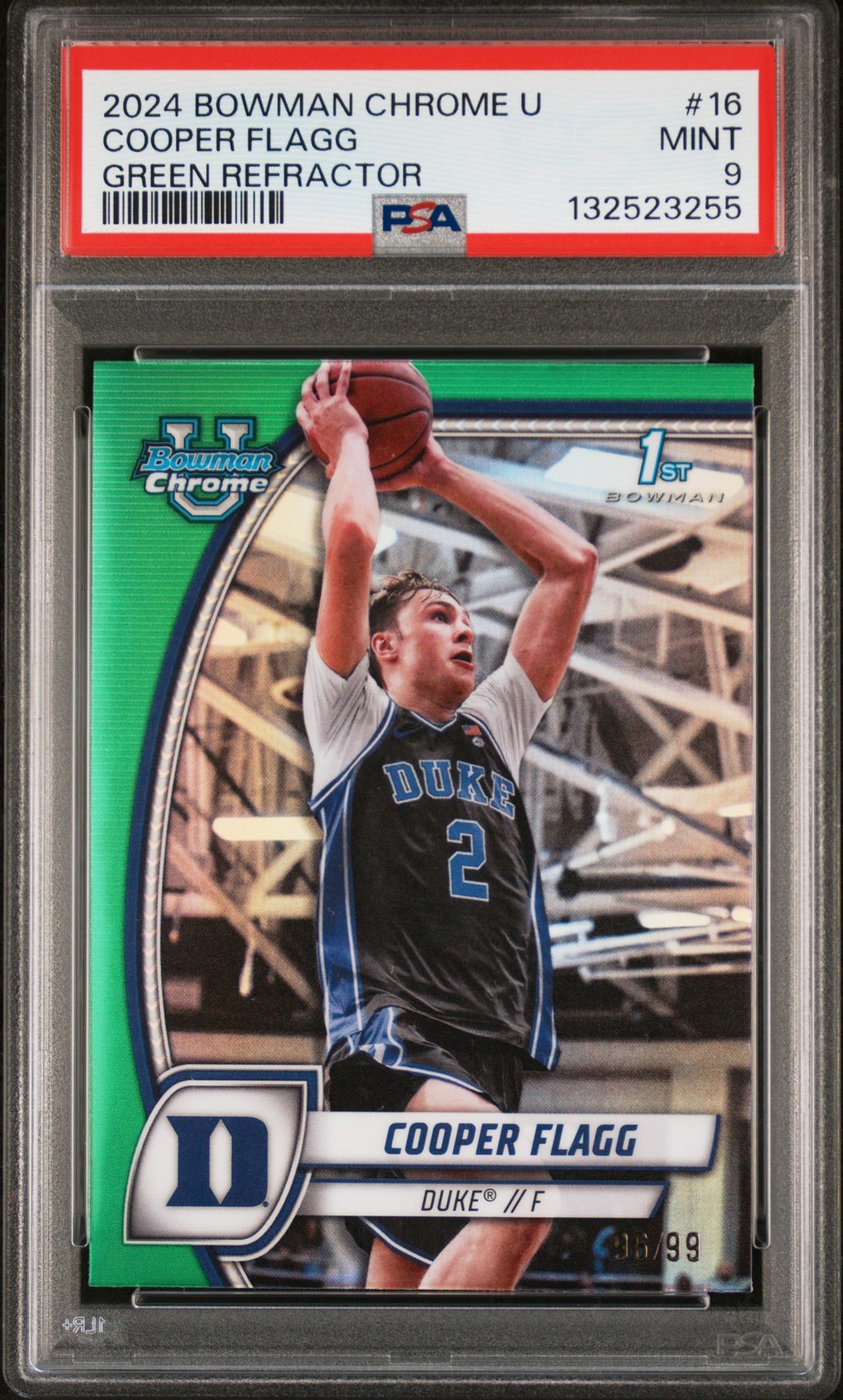 2024 BOWMAN CHROME UNIVERSITY GREEN REFRACTOR #16 COOPER FLAGG 96/99 PSA 9