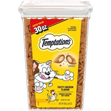 Temptations Classic Crunchy and Soft Cat Treats Tasty Chicken Flavor, 30 Oz Tub