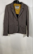 Joules Women's Henford Blazer Brown Herringbone Elbow Patches Sz 12