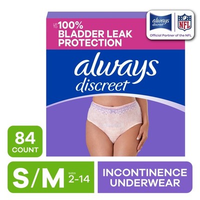 Always Discreet Adult Diapers for Women Size S/M 84 Count Maximum Protection