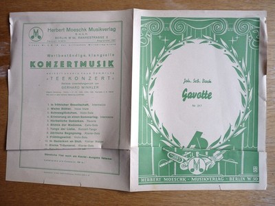 Original Musiknotenheft Joh. Seb. Bach '' Gavotte''