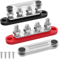 Bus Bar 12V 150A Mini Power Distribution Block Max 48V DC/300V AC with Cover 4 X