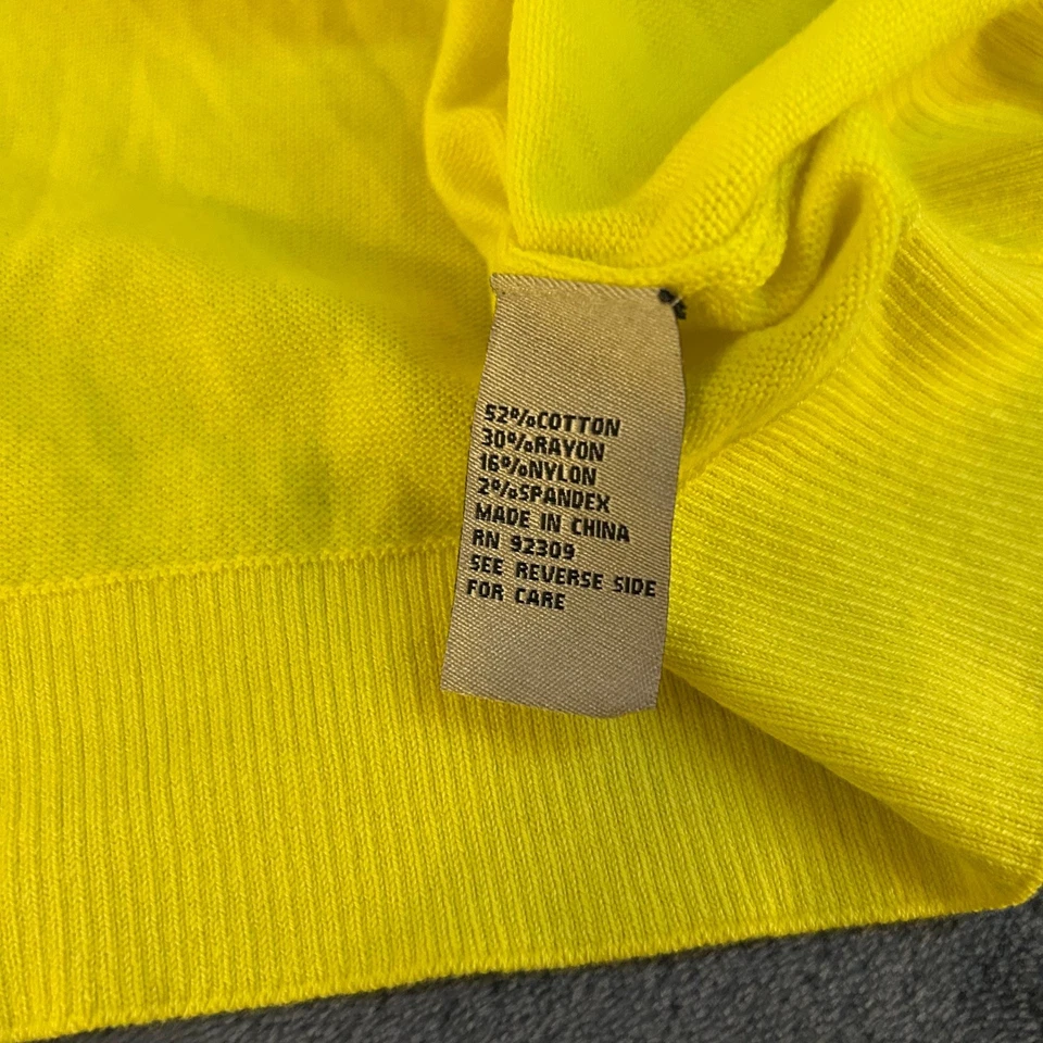 Suéter DG2 Diane Gilman Amarillo Cuello en V Acanalado Manga Larga Tejido Mujer Mediano Foto 4 de 4