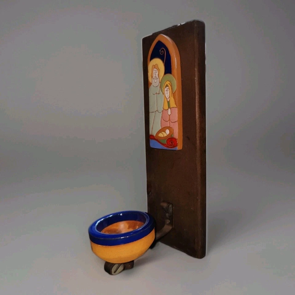Arte Cerámica Belén Candelabro Madera Pared Mesa María José Jesús Navidad Foto 2 de 4