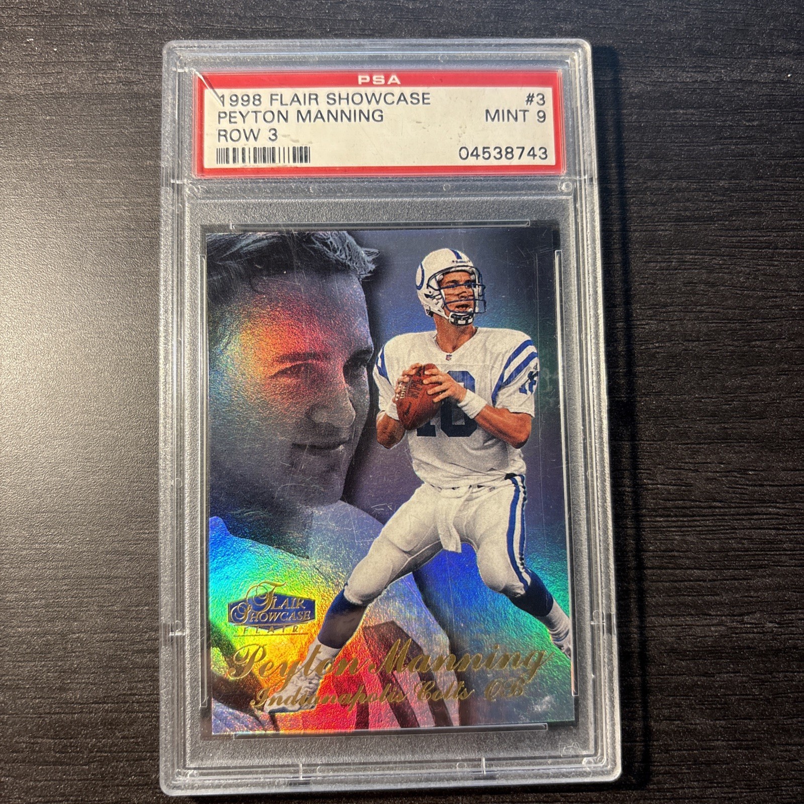 Peyton Manning 1998 Flair Showcase Row 3 ROOKIE RC #3 - PSA 9 Mint