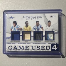 Leaf 2025 In The Game Used 4 Memorabilia Quad Maradona Pelé Messi Ronaldo GQ-12