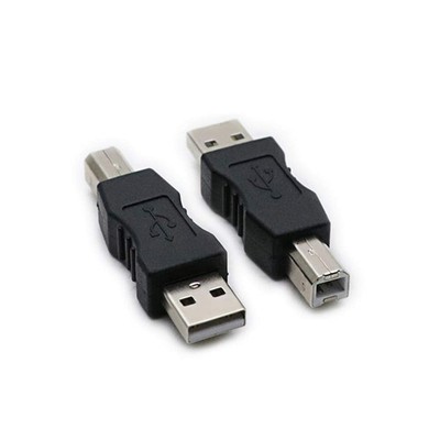 2 PCS USB 2.0 AM/BM Print Plug Type A Male To Type B Male Adapter Coupler