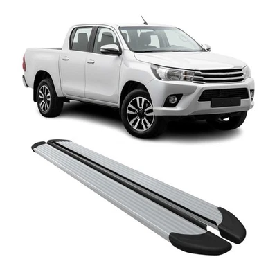 Marchepieds Latéraux pédale pour Toyota Hilux Double Cab 2015-26 Alu Argent 2Pcs - Photo 1/4