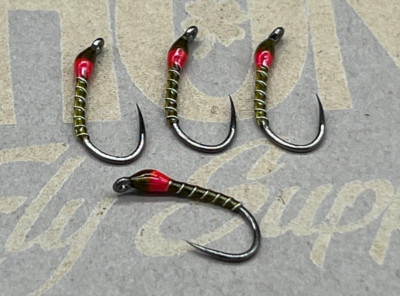 4ea. Pink and Olive Buzzers Size #12. Excellent still water pattern.