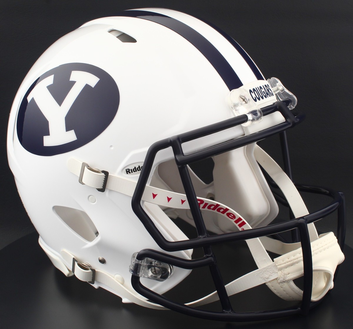 byu new football helmets Riddell Cougars Speed Replica Helmet Riddell mini helmets are about half the size of the Authentic and Replica helmets BYU and Georgia Tech unveil