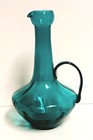 Empoli Italian Pitcher Aqua Blue Blown Glass Reed Handle 12 X 7" Water Wine