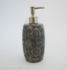 NEW BROWN BLACK TONE VINTAGE EMBOSSED DESIGN CERAMIC SOAP LOTION DISPENSER