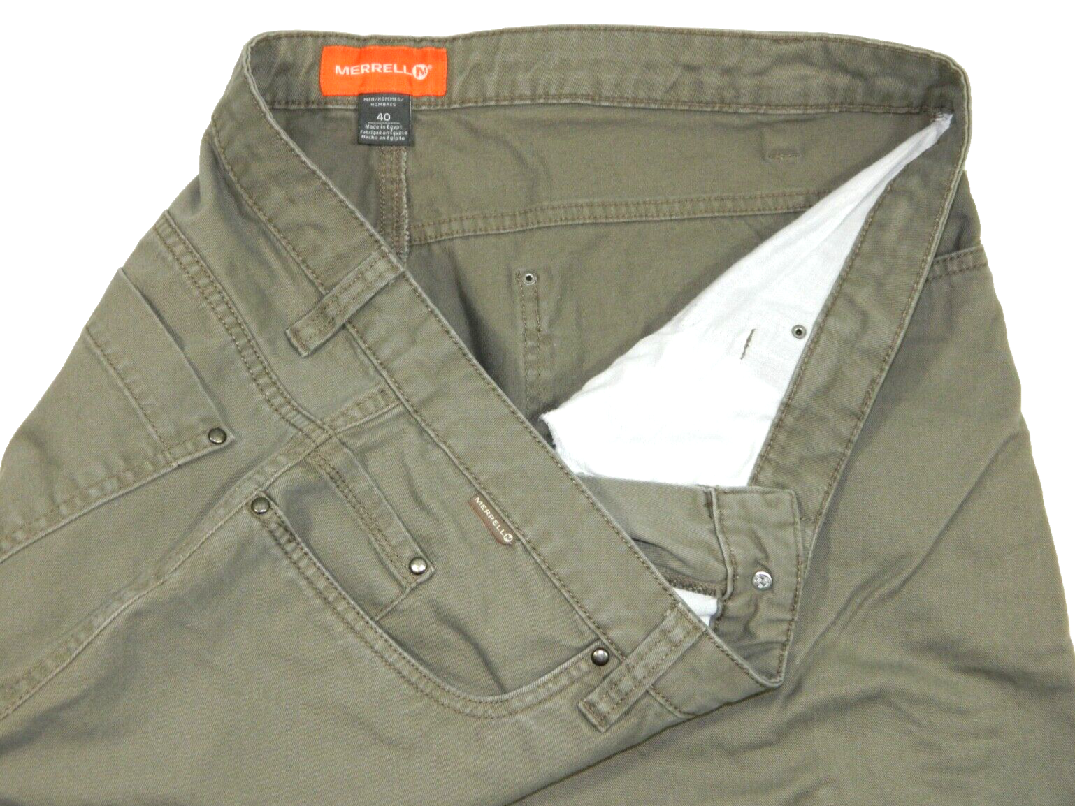 Jeans Cargo Uomo Merrell Oliva Relaxed Vestibilità Larga Tag 40 Misura 38x31