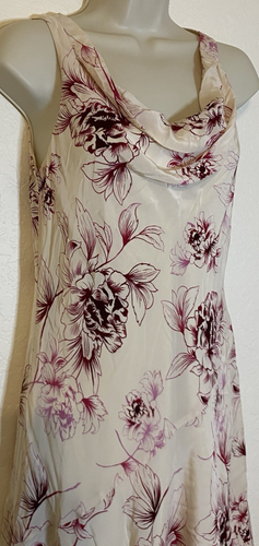 Ann Taylor Loft Women's Midi Dress 90s Y2K 100% Silk Cowl Neck Floral Fairycore - Picture 2 of 7