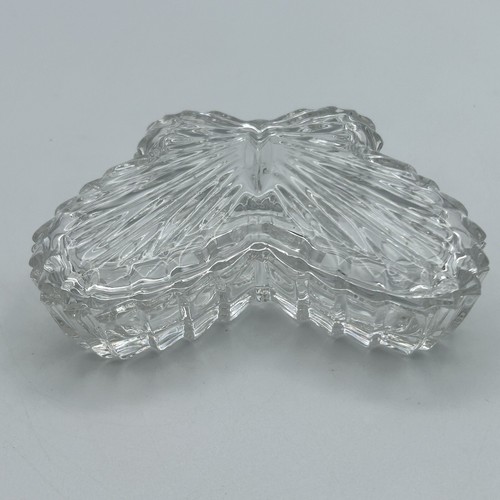 Vintage Butterfly Crystal Glass Jewelry Trinket Box Retro Kitschy Glass Dish - Picture 5 of 13