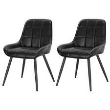 Esszimmerstuhl 2er Set Küchenstühle Schwarz Polsterstühle Metallbeine Kunstleder