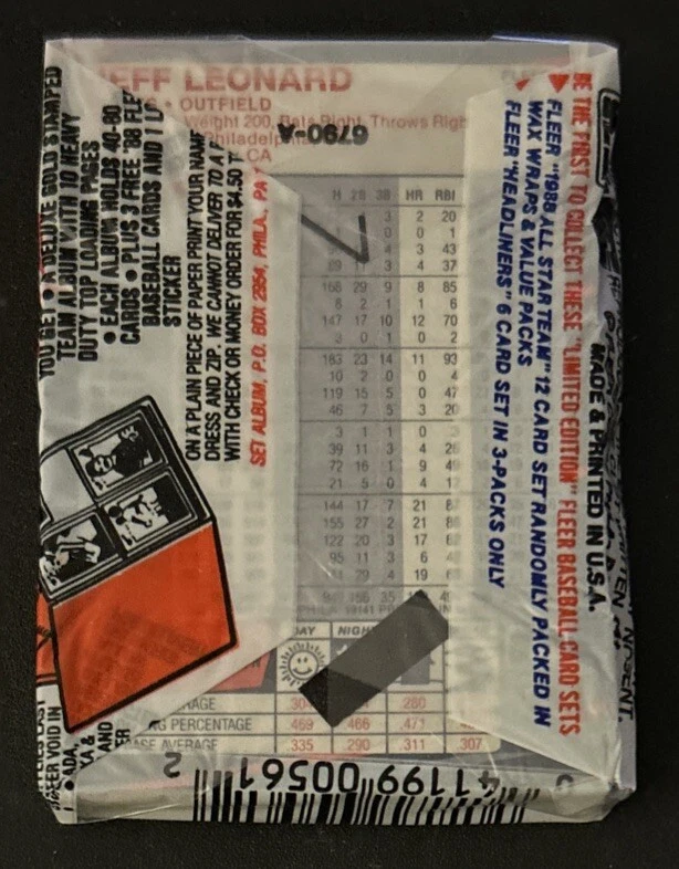 Paquete de violonchelo de béisbol Fleer 1988 Mike Greenwell Medias Rojas novato Jeff Leonard Giants Foto 2 de 2