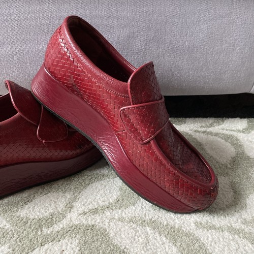 Stephane Kelian | Woven Vintage Flat Platform Shoes Loafers Red Leather UK 7.5 - Picture 3 of 16