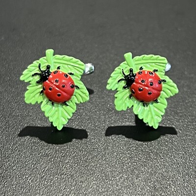 Ladybug On Leaf Cufflinks For Men Birthday Wedding Gift Fancy Cufflinks In Box