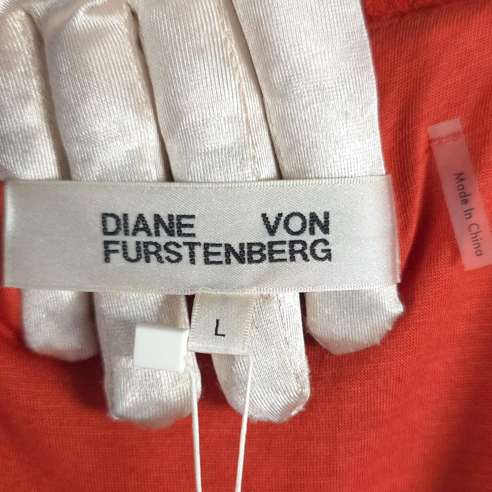 VETEMENTS Mini abito nuovo con etichette DIANE VON FURSTENBERG senza maniche scollo avvolgente pizzo cintura raso GRANDE