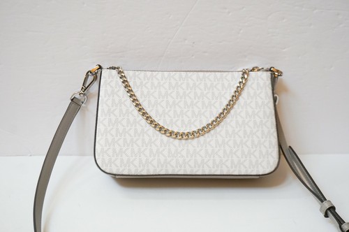 MICHAEL KORS JET SET TRAVEL POUCHETTE CHAIN SHOULDER CROSSBODY BAG MK WHITE GRAY - 第 11/12 張圖片
