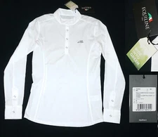 NEW w/ TAG Equiline Italia Competition Long Sleeve White Polo Shirt Show sz M WM