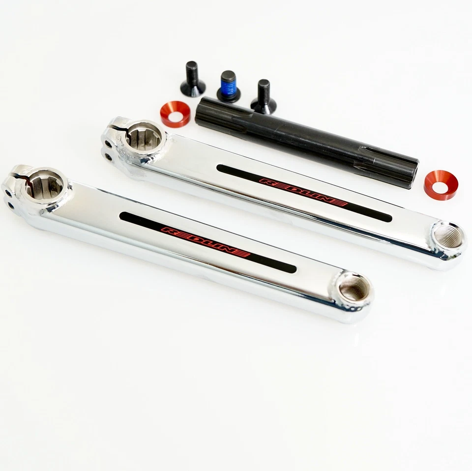 REDLINE FLIGHT Cranks BMX Bike Crank Arms 175mm 3-piece Cranks Chrome Old School - Image 2 of 4