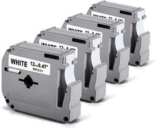4PK M-K231 M231 For Brother P-Touch 12mm Label Tape White 1/2" PT-55 PT-85 PT-70