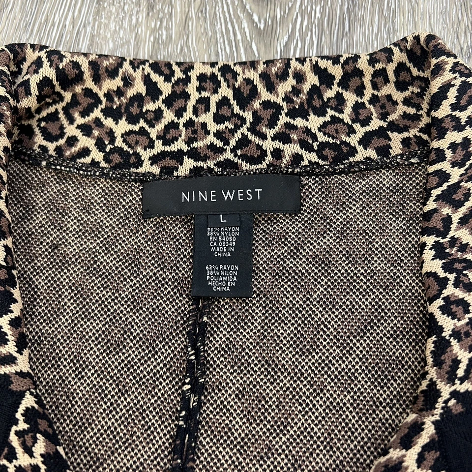 Nine West Blazer Women Large Animal Print Knit Retro Cropped Career Unstructured - Image 3 of 4