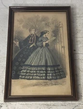 Antique Tinted Engraving Print Modes Parisiennes Illman Brothers Women Fashion
