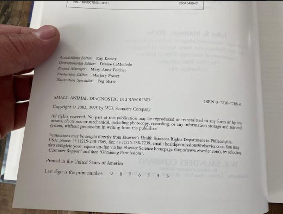 SMALL ANIMAL DIAGNOSTIC ULTRASOUND By John S. Mattoon Dvm Dacvr