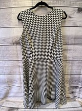 Chaps Black and White Herringbone Houndstooth A-Line Dress Size 16