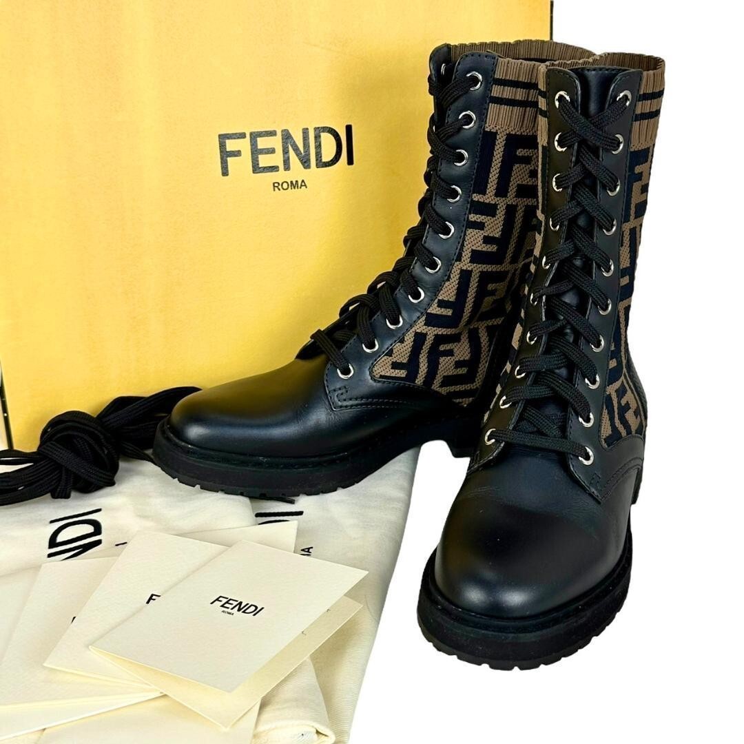 ☆ Good condition ☆ FENDI boots 36/23cm Zucca leather knit ☆ Good condition ☆ FENDI boots 36/23cm Zucca leather knit